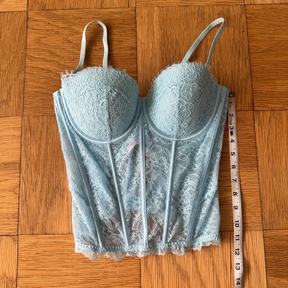 NWT Victorias Secret Light Blue Lace Bustier Lingerie Corset - Picture 6 of 6